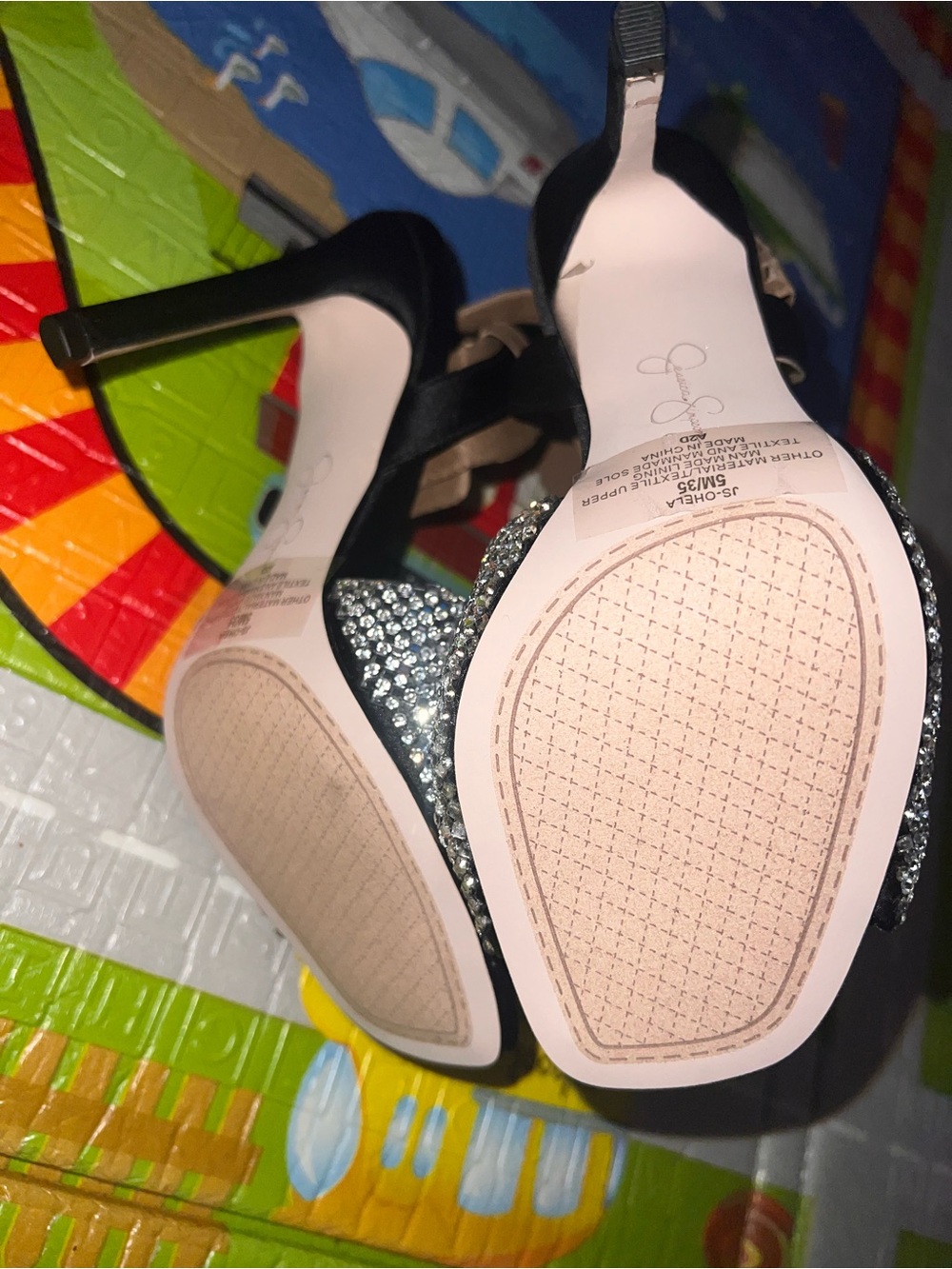 NEW Jessica Simpson Black Heels with Crystal Bow Accent - Picture 4 of 4